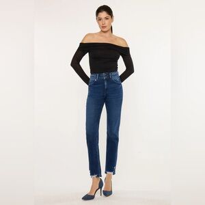 KanCan Cadence Ultra High Rise Slim Straight Jeans Med Wash Size 16W